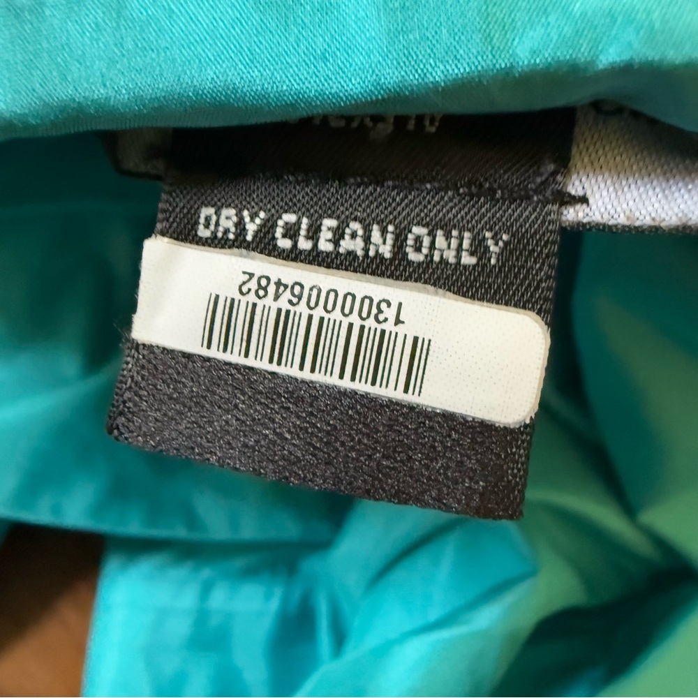 As Four Kate Spade 2005 Collab 100% Silk Teal Short Double-Breasted Trench Coat - Picture 12 of 14